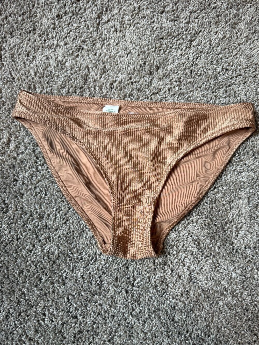 Aerie Ribbed Shimmer Bikini Bottoms Size Small Full Coverage